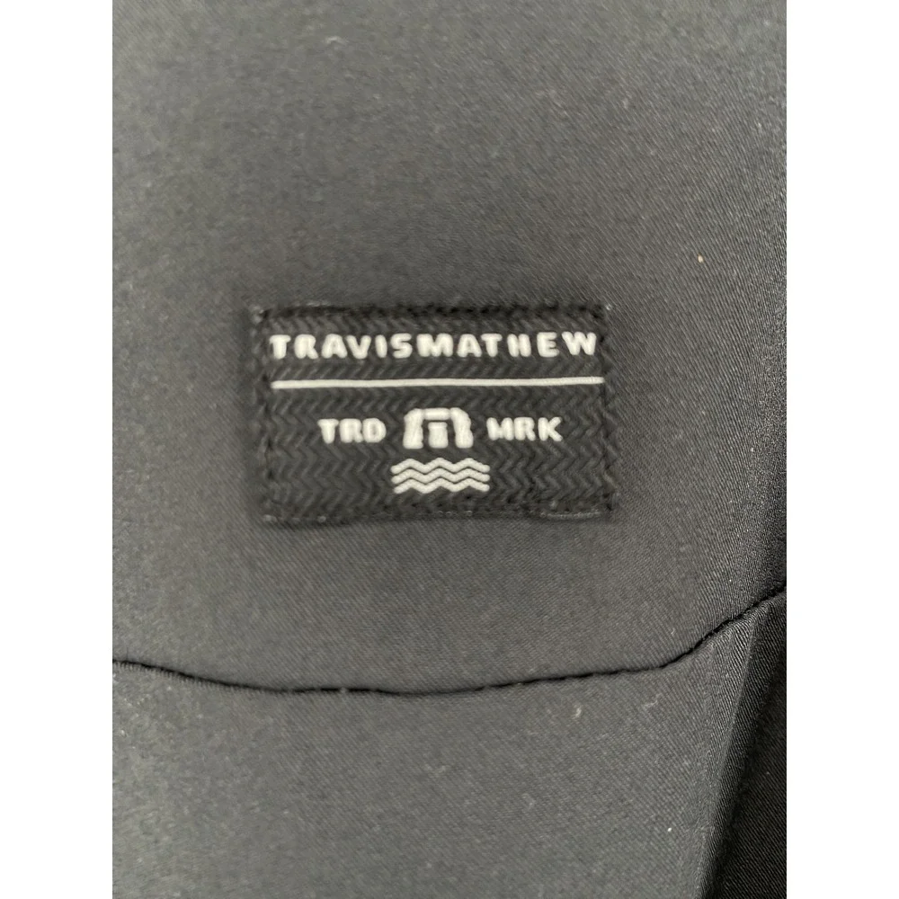 Travis Mathew Jacket Mens Small Black Hooded 1/4 Zip Softshell Golf Windbreaker